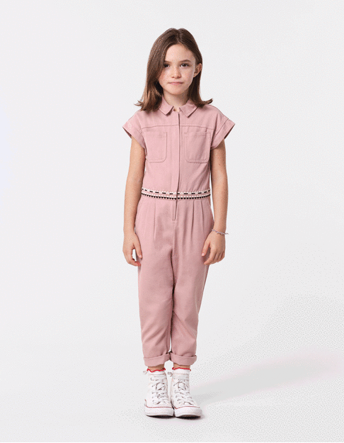 Long pink embroidered jumpsuit for girl - IKKS