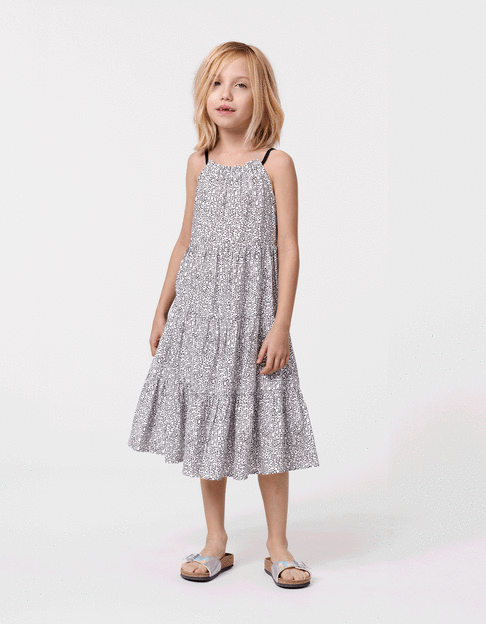 Black long dress with graphic print for girl - IKKS