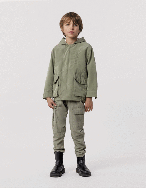 Khaki hooded jacket with terry lining for boy - IKKS