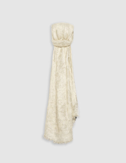 Women’s ecru metallic leopard jacquard scarf - IKKS