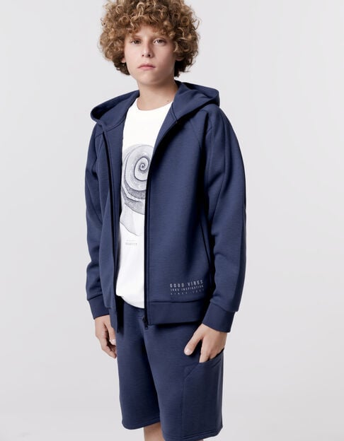 BATTLE blue fleece tech fleece Bermuda shorts for boy - IKKS