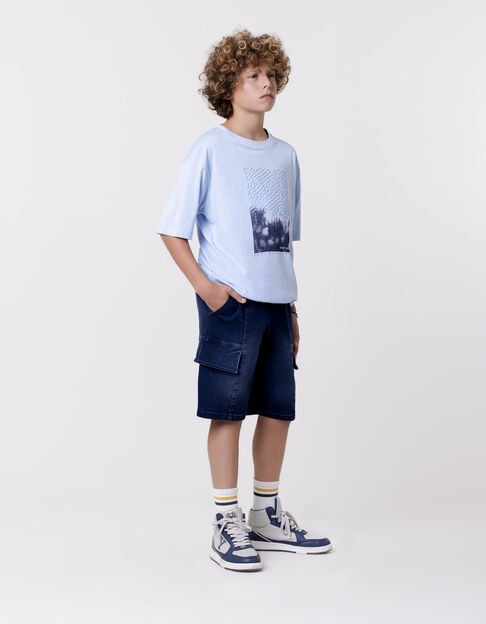 BATTLE blue denim Bermuda shorts battle shape for boy - IKKS