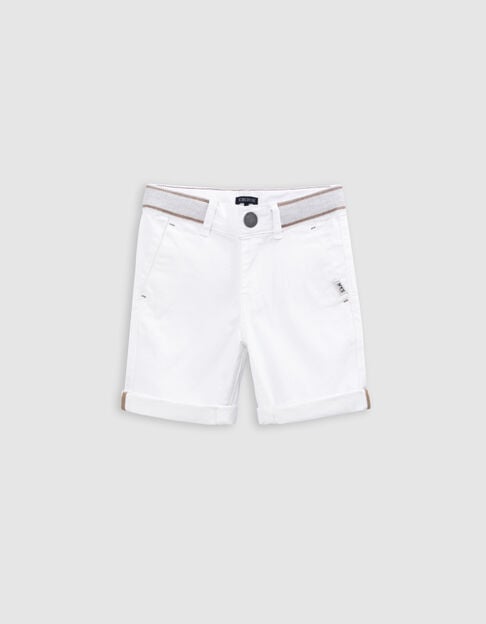 Boys’ white Bermuda shorts with contrasting belt - IKKS
