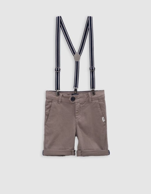 Boys’ cognac Bermuda shorts with detachable straps - IKKS