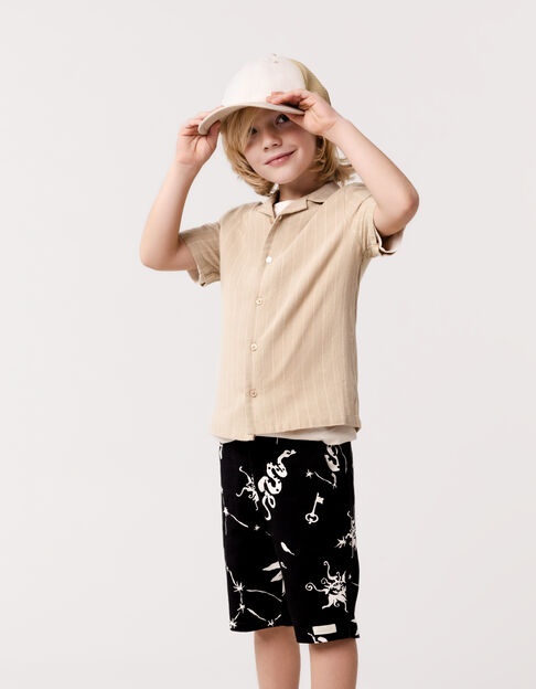 Black maxi astro print Bermuda shorts for boy - IKKS