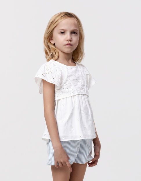 Girl's white blouse with English embroidery - IKKS