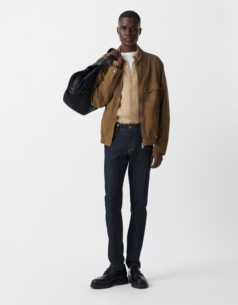 Men’s bronze cotton linen army-style jacket - IKKS