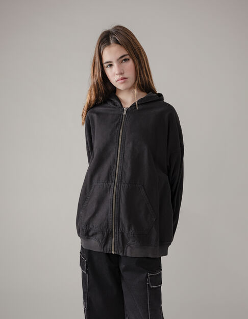 Black hooded jacket for girls - IKKS