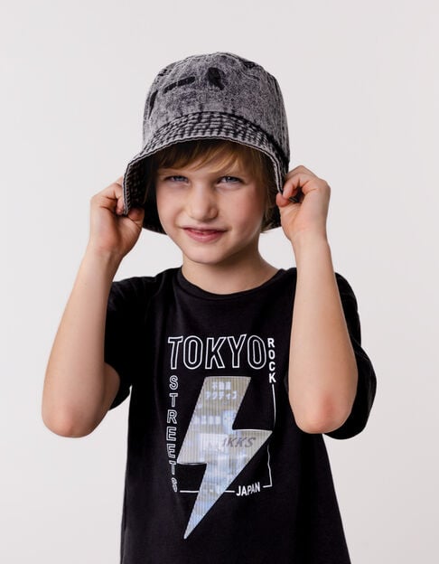 Grey denim bob with embroidery for boy - IKKS
