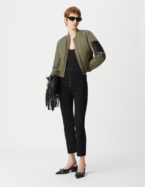 Women's short khaki bomber with zipped two-piece pocket - IKKS