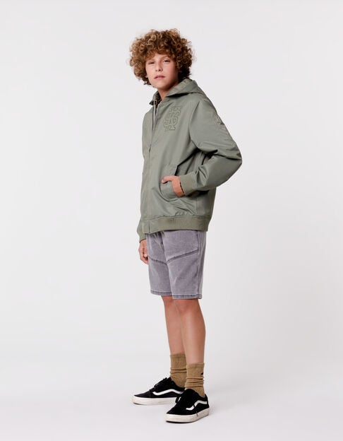 Khaki bomber with embroidery detail on front back for boy - IKKS