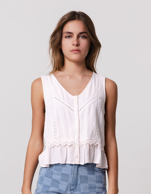 Ecru camisole with lace details bohemian spirit for girl - IKKS
