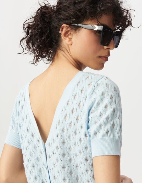 Blue fine knit back/front reversible cardigan - IKKS