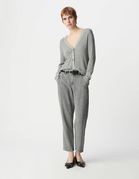 Women's chic grey openwork lurex cardigan - IKKS