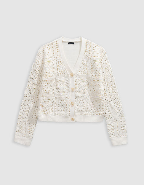 Ecru openwork knit cardigan for girl - IKKS