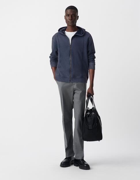 Men’s ink sweatshirt fabric zip-up hooded cardigan - IKKS