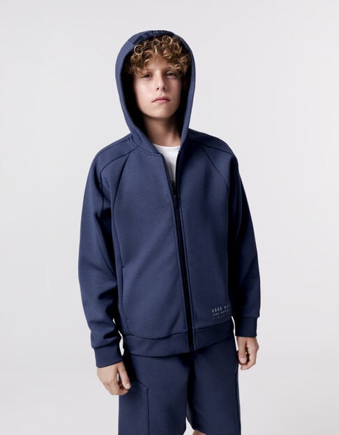 Relaxed blue cardigan with fleece lining for boy - IKKS