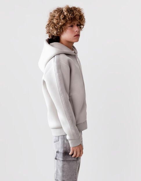 Relaxed grey zipped cardigan neoprene fleece for boy - IKKS