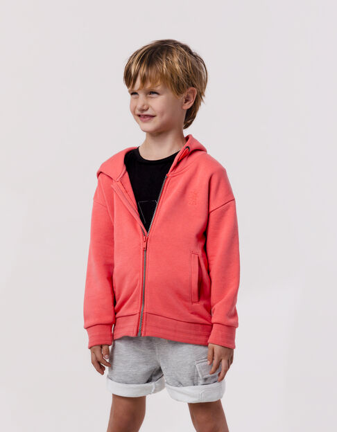 Red zipped hooded cardigan maxi back embroidery for boy - IKKS