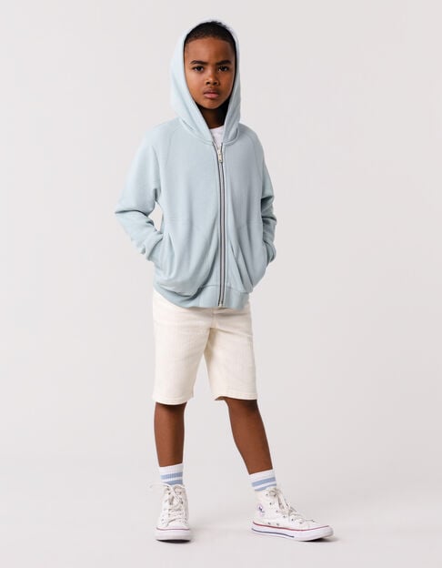 Water green two-tone zip hooded cardigan for boy - IKKS
