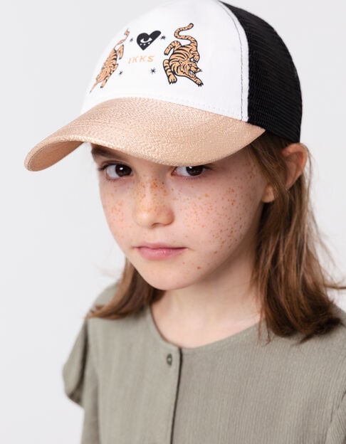 White and black copper visor cap for girl - IKKS