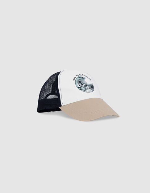 Navy and white cap with beige peak for boy - IKKS