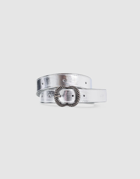 Silver metallic studded belt for girl - IKKS