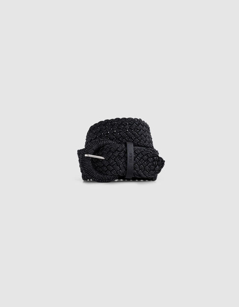 Women's wide black woven raffia belt - IKKS