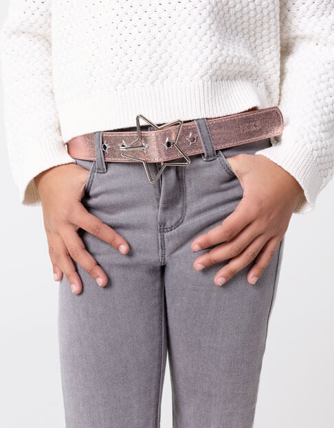 Metallic pink belt with star buckle for girl - IKKS