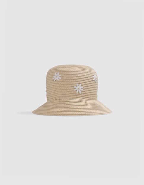 Beige hat with flowers for girl - IKKS