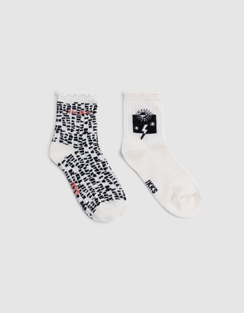 Ecru and black socks for girl - IKKS