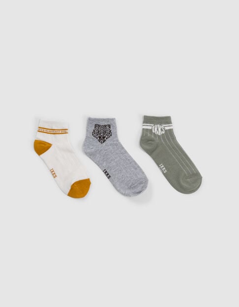 Khaki, grey, ecru boy socks - IKKS