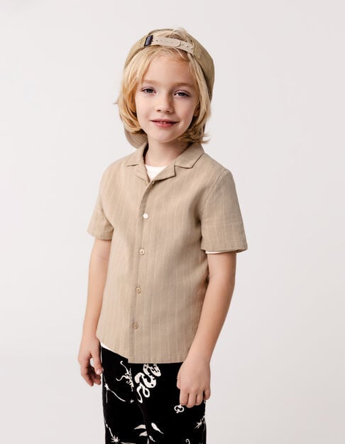 Beige organic cotton shirt with stripes for boy - IKKS