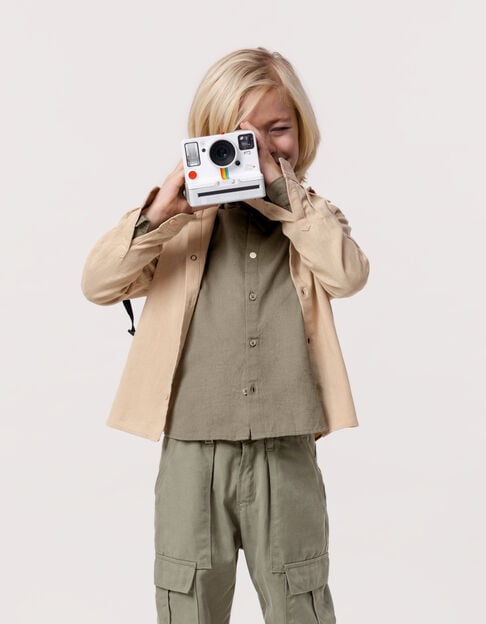 Beige cotton and linen mix shirt for boy - IKKS