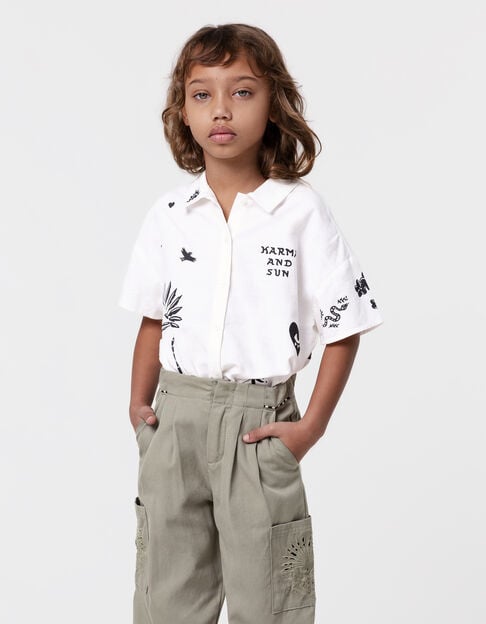 White maxi print shirt for girls - IKKS