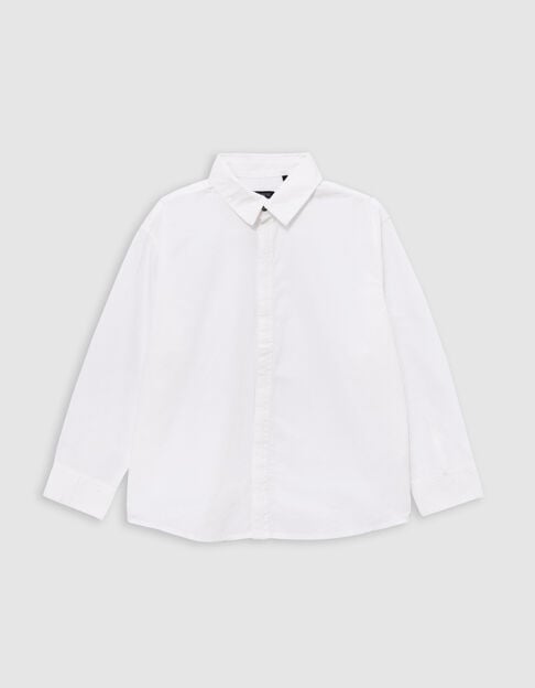 Boy’s white shirt, lightning embroidered on button placket - IKKS