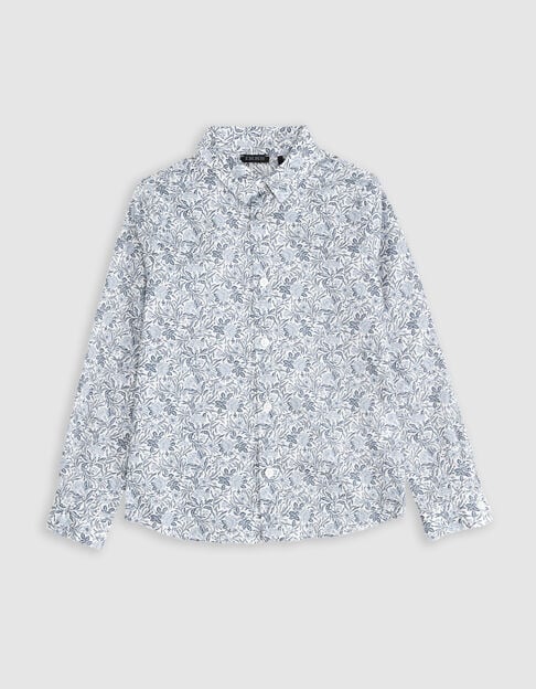 Boys’ white flowery Liberty fabric shirt - IKKS