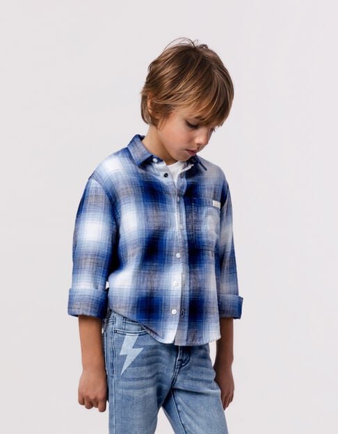 Blue plaid shirt for boy - IKKS