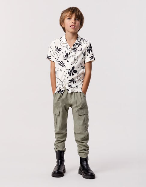 Boy's ecru maxi astro print shirt - IKKS