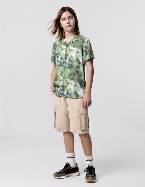 Boy's khaki camouflage print shirt - IKKS