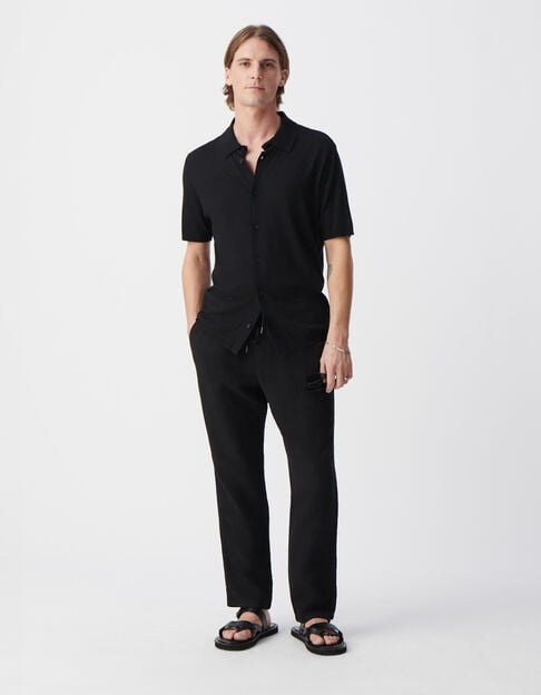 Men's black short-sleeve mesh shirt - IKKS