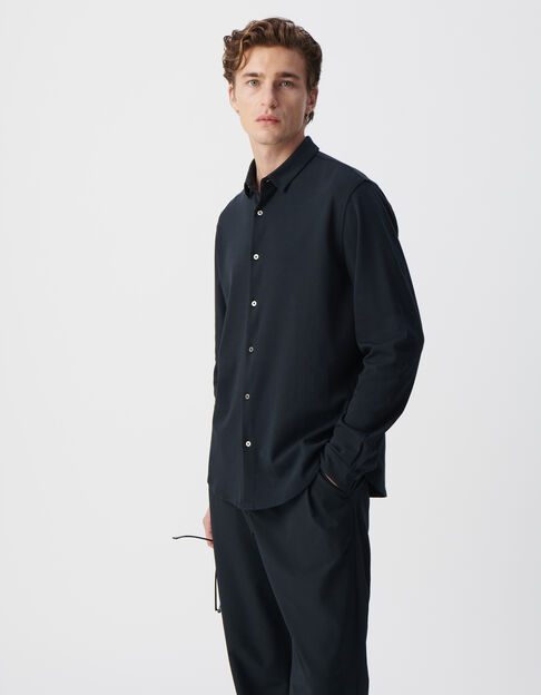 Men’s navy Interlock long-sleeve REGULAR shirt - IKKS