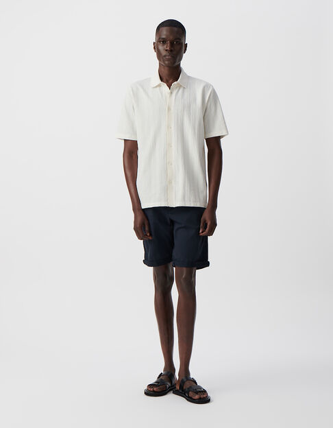 Men’s off-white striped knit SLIM shirt - IKKS