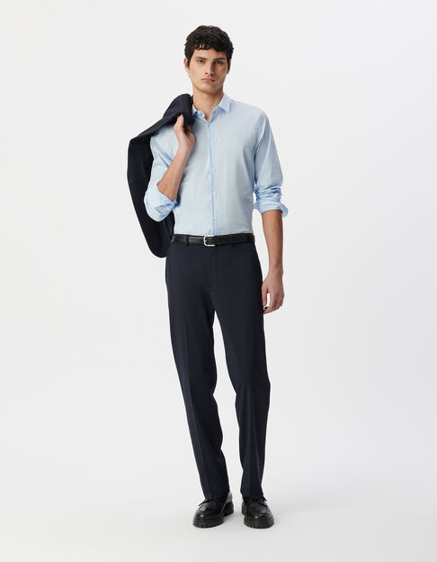 Men's sky blue thin-striped SLIM shirt - IKKS