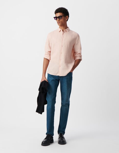 Men’s pink linen SLIM shirt - IKKS