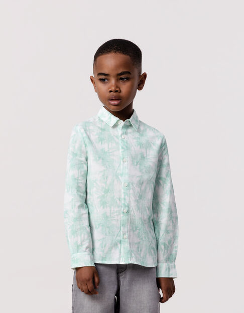 Boy's green watercolor palm shirt - IKKS