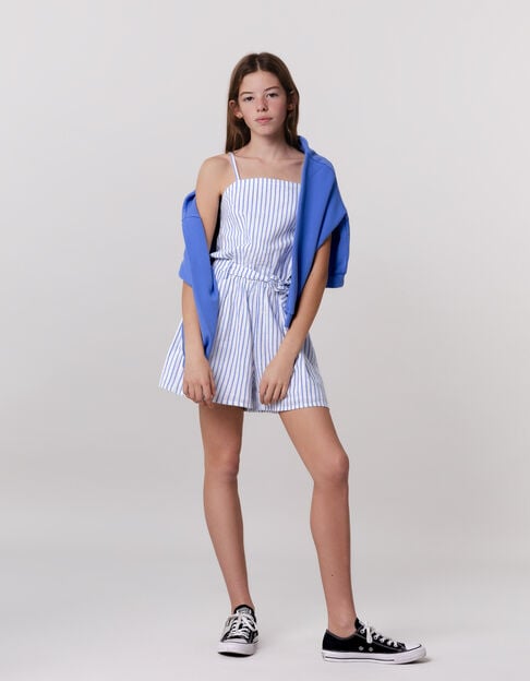 Blue stripes belted jumpsuit for girl - IKKS