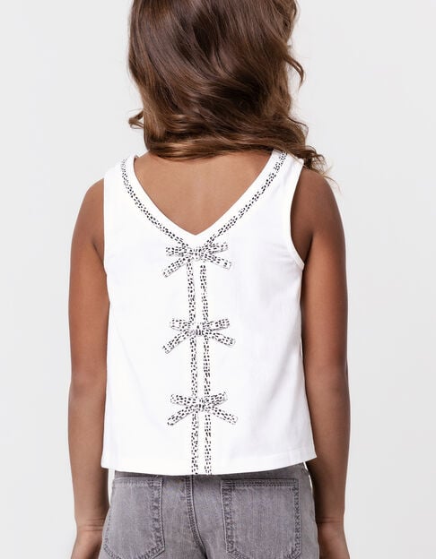 White tank top decorated with back bows for girl - IKKS