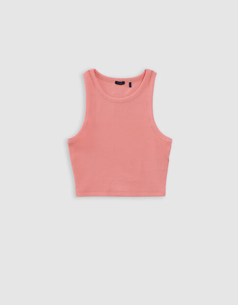 Orange ribbed cropped tank top for girl - IKKS