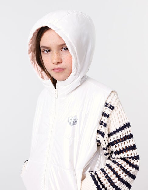 Girl's padded jacket in ecru recycled polyester - IKKS